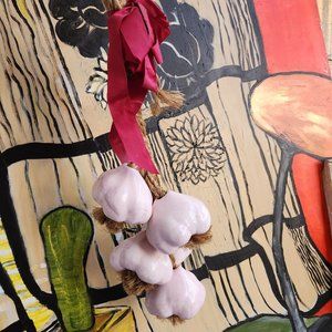 Vintage Hanging Ceramic Purple Garlics Bulbs -Kitchen Wall Decor